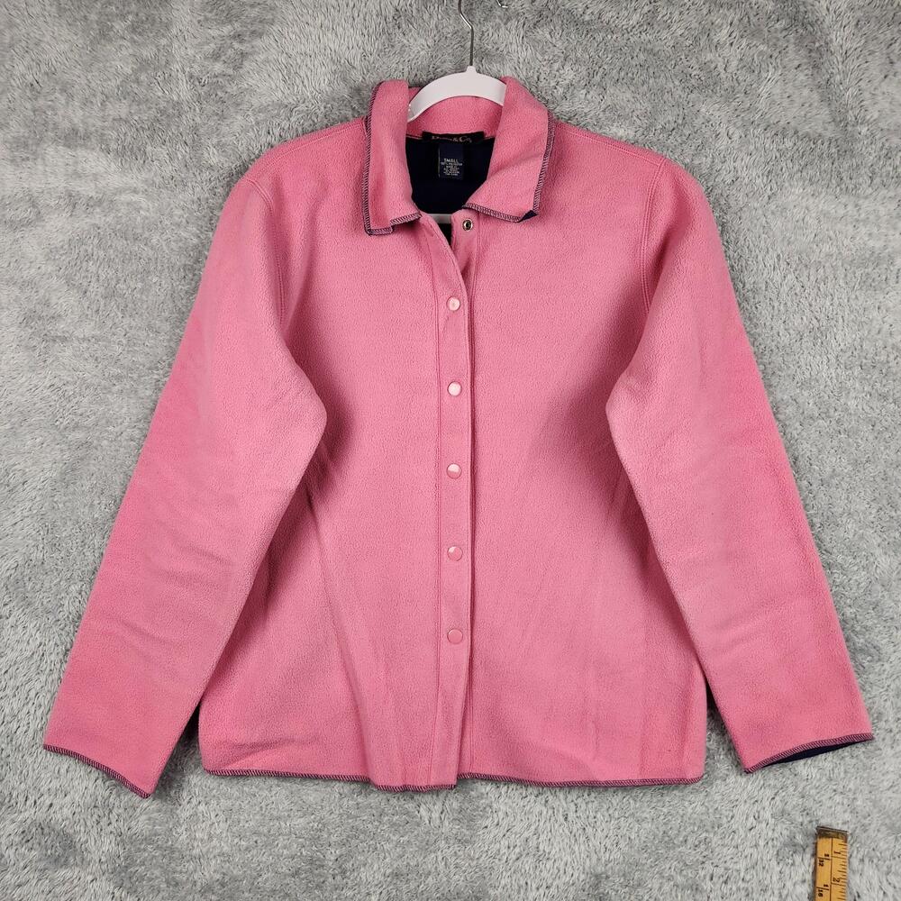 Vintage Denim & Co Jacket Womens Small Pink Snap Fairy Fleece Preppy Barbie Y2k